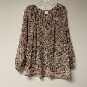 Cabi Womens Cottage Core Sheer Small Top Floral Fairy Whimsy Long Sleeve Boho